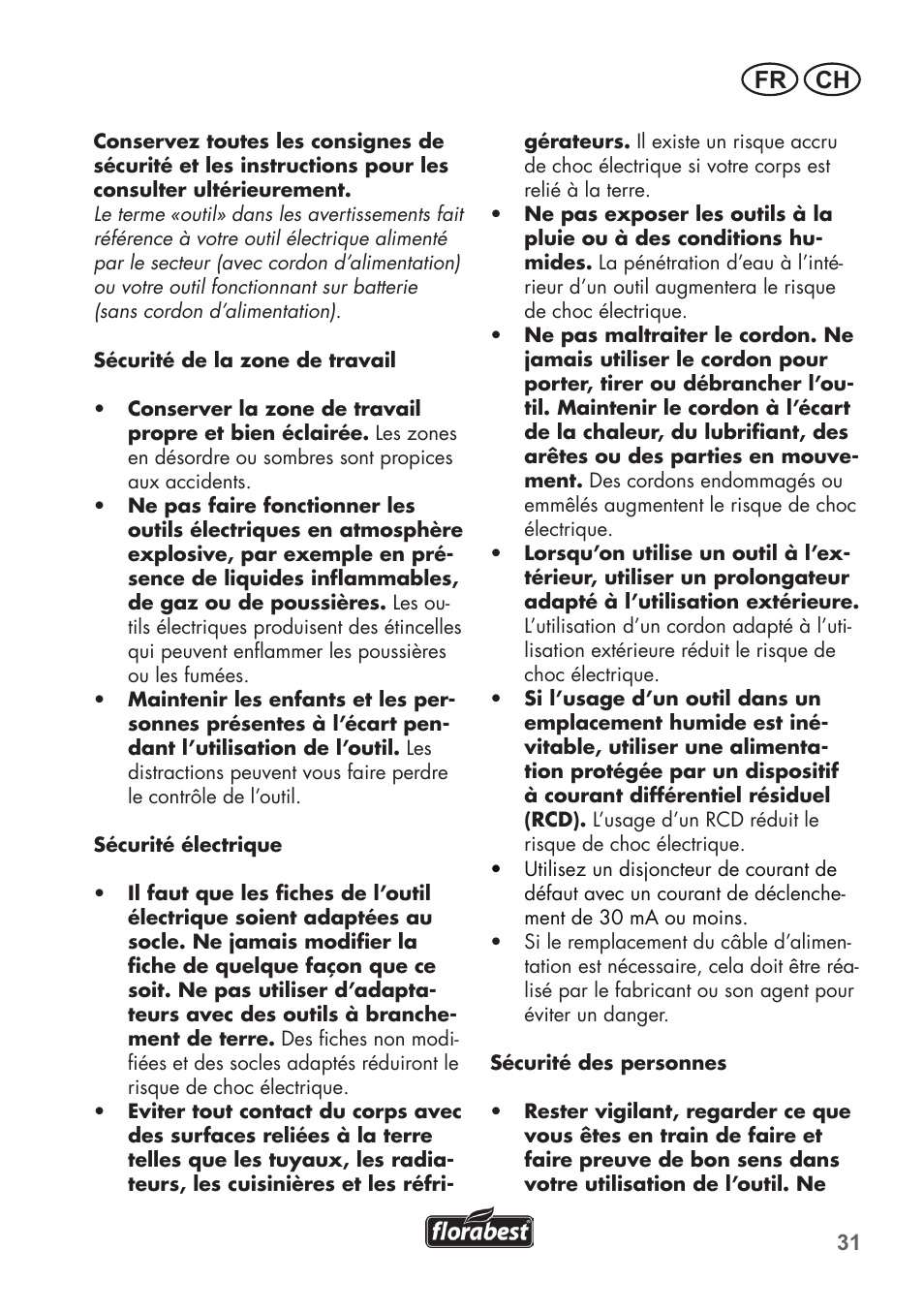 Fr ch | Florabest FHE 710 A1 User Manual | Page 31 / 96