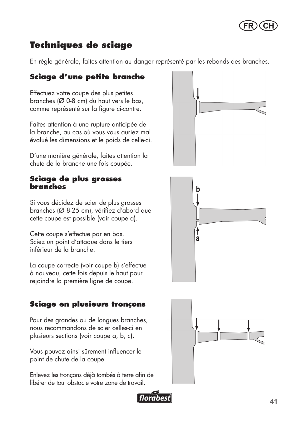 Techniques de sciage, Fr ch | Florabest FHE 710 A1 User Manual | Page 41 / 96