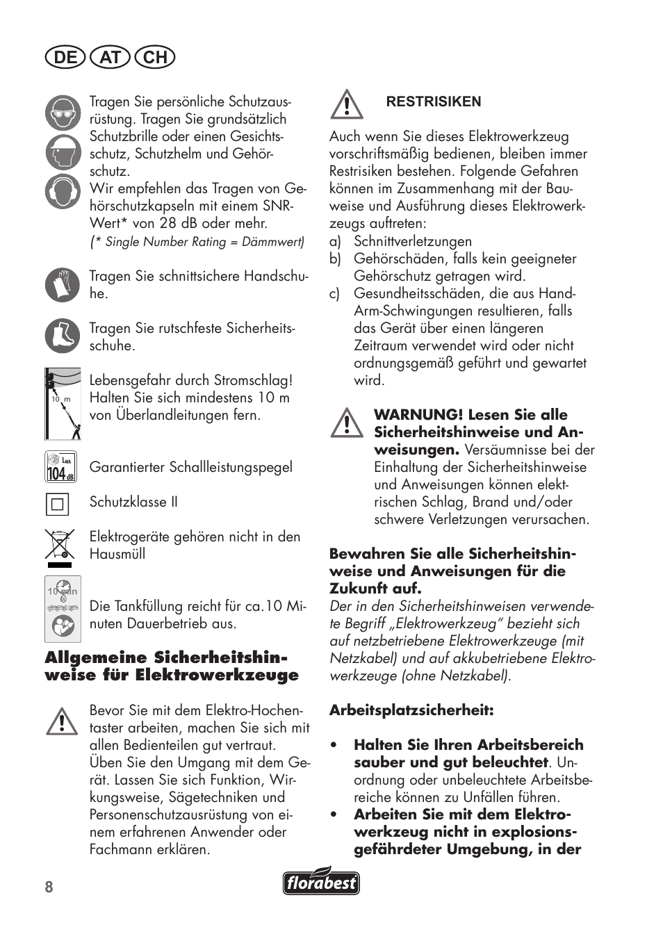 De at ch | Florabest FHE 710 A1 User Manual | Page 8 / 96