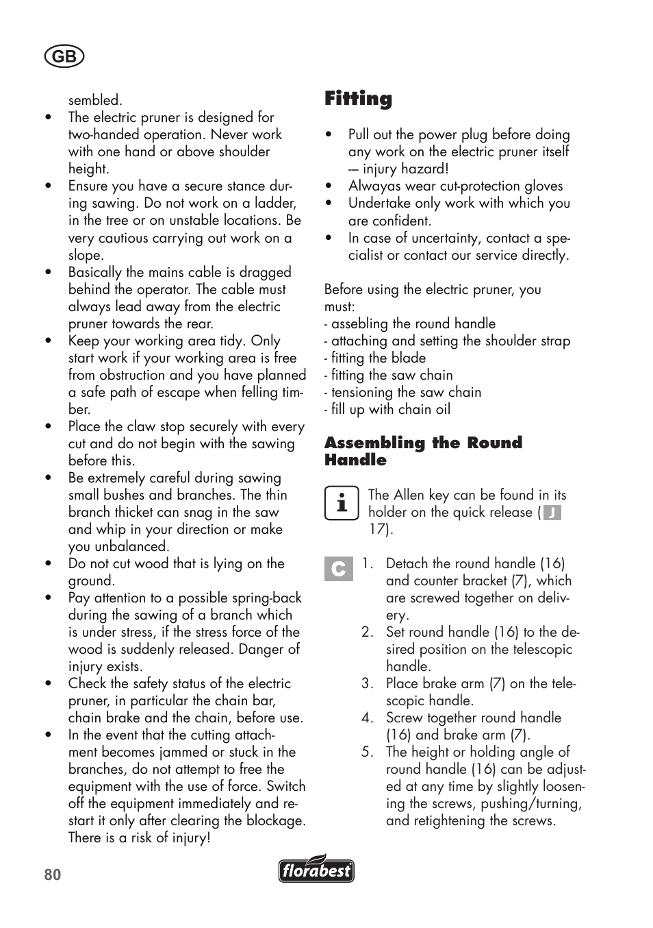 Fitting | Florabest FHE 710 A1 User Manual | Page 80 / 96