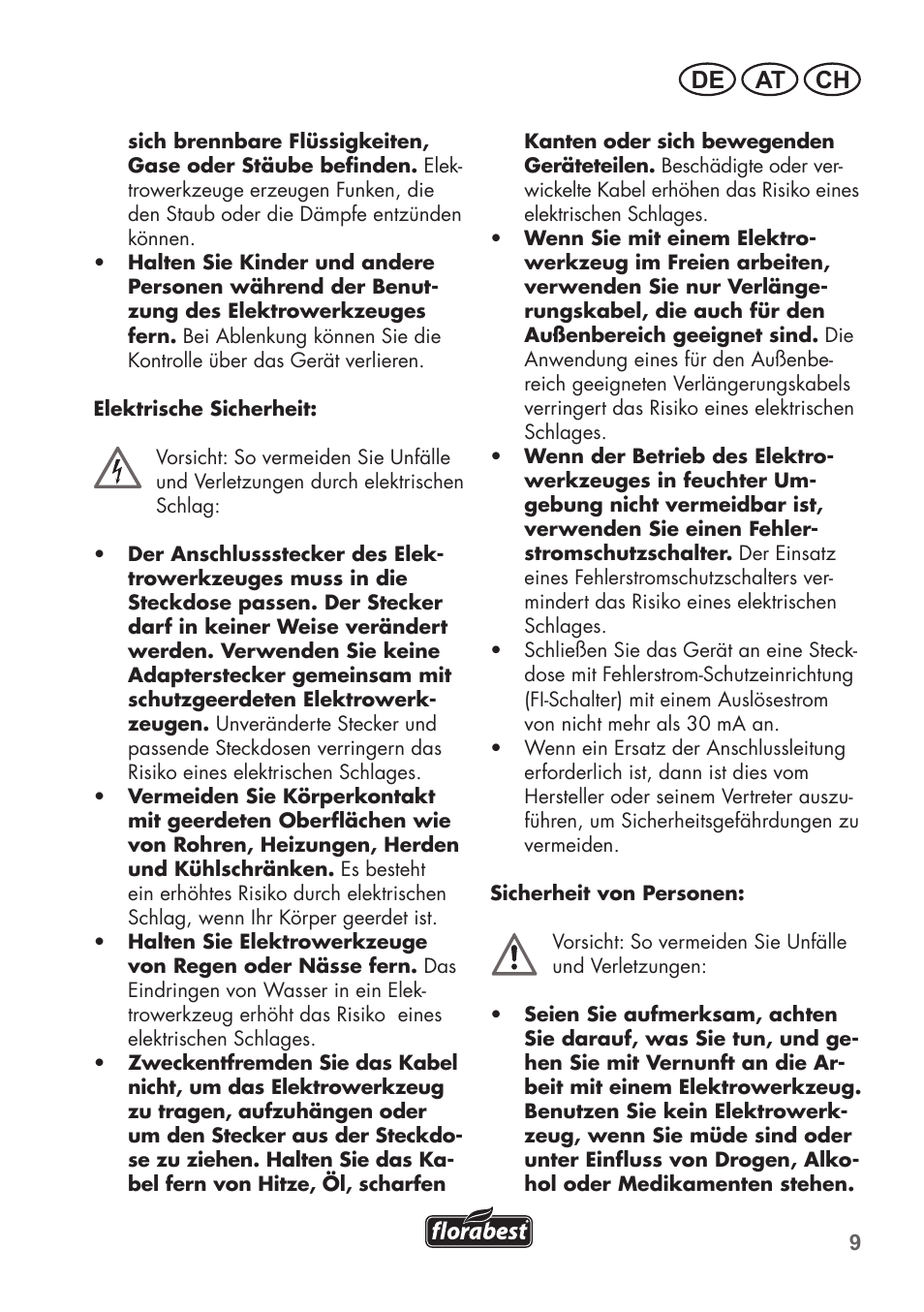 De at ch | Florabest FHE 710 A1 User Manual | Page 9 / 96