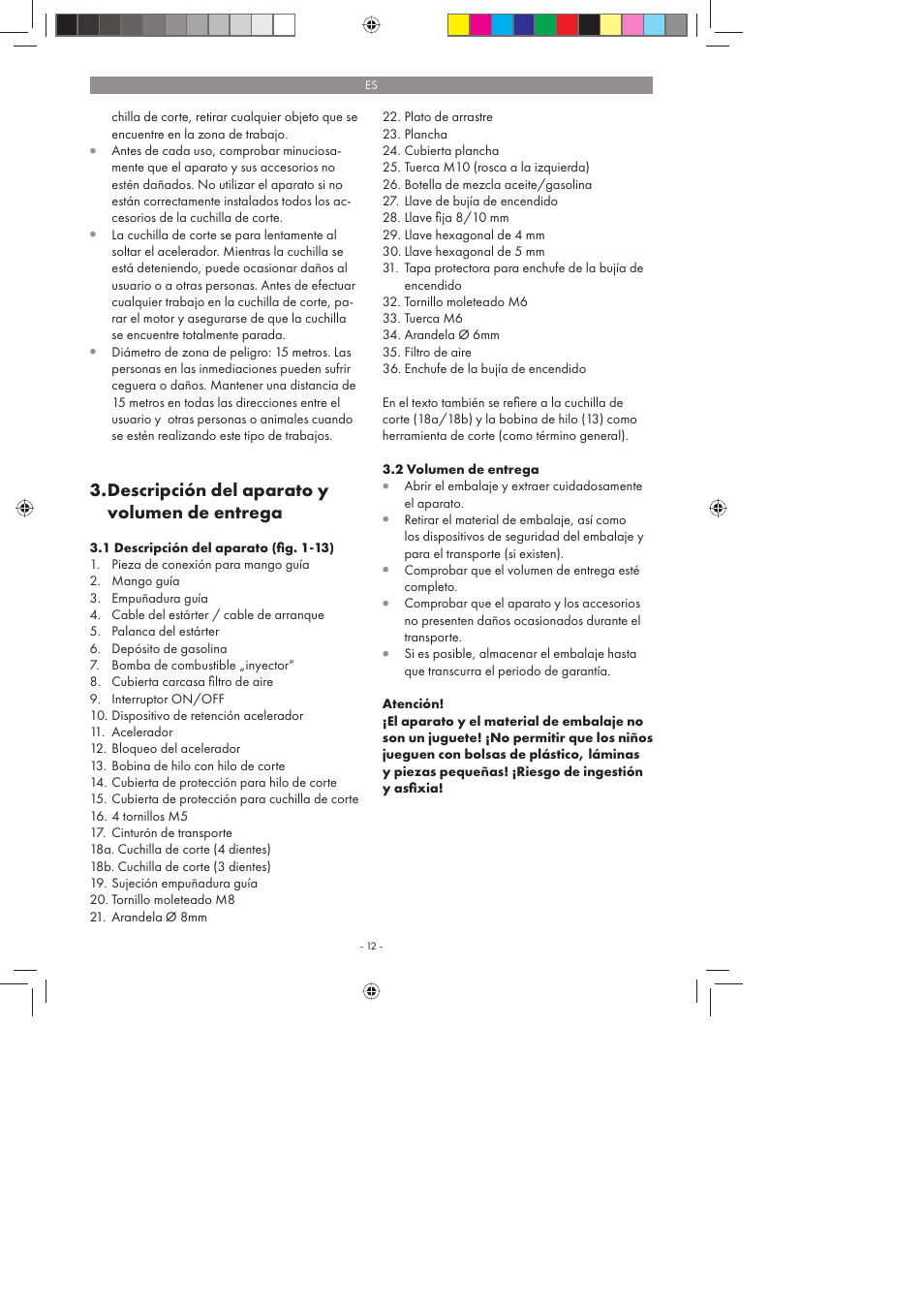 Descripción del aparato y volumen de entrega | Florabest FBS 43 A1 User Manual | Page 12 / 90