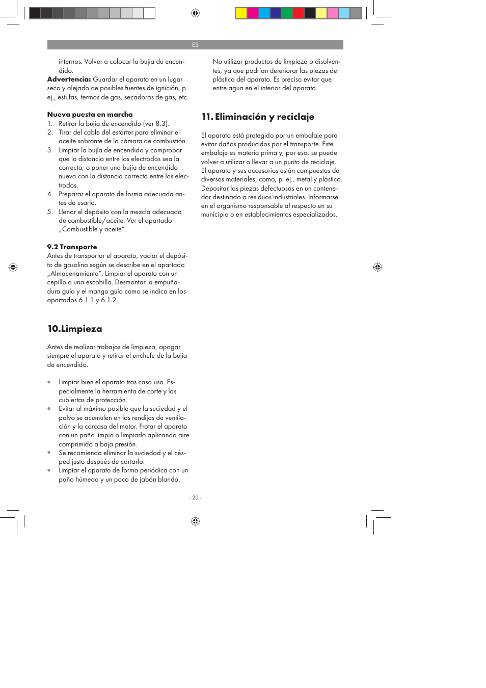 Limpieza, Eliminación y reciclaje | Florabest FBS 43 A1 User Manual | Page 20 / 90