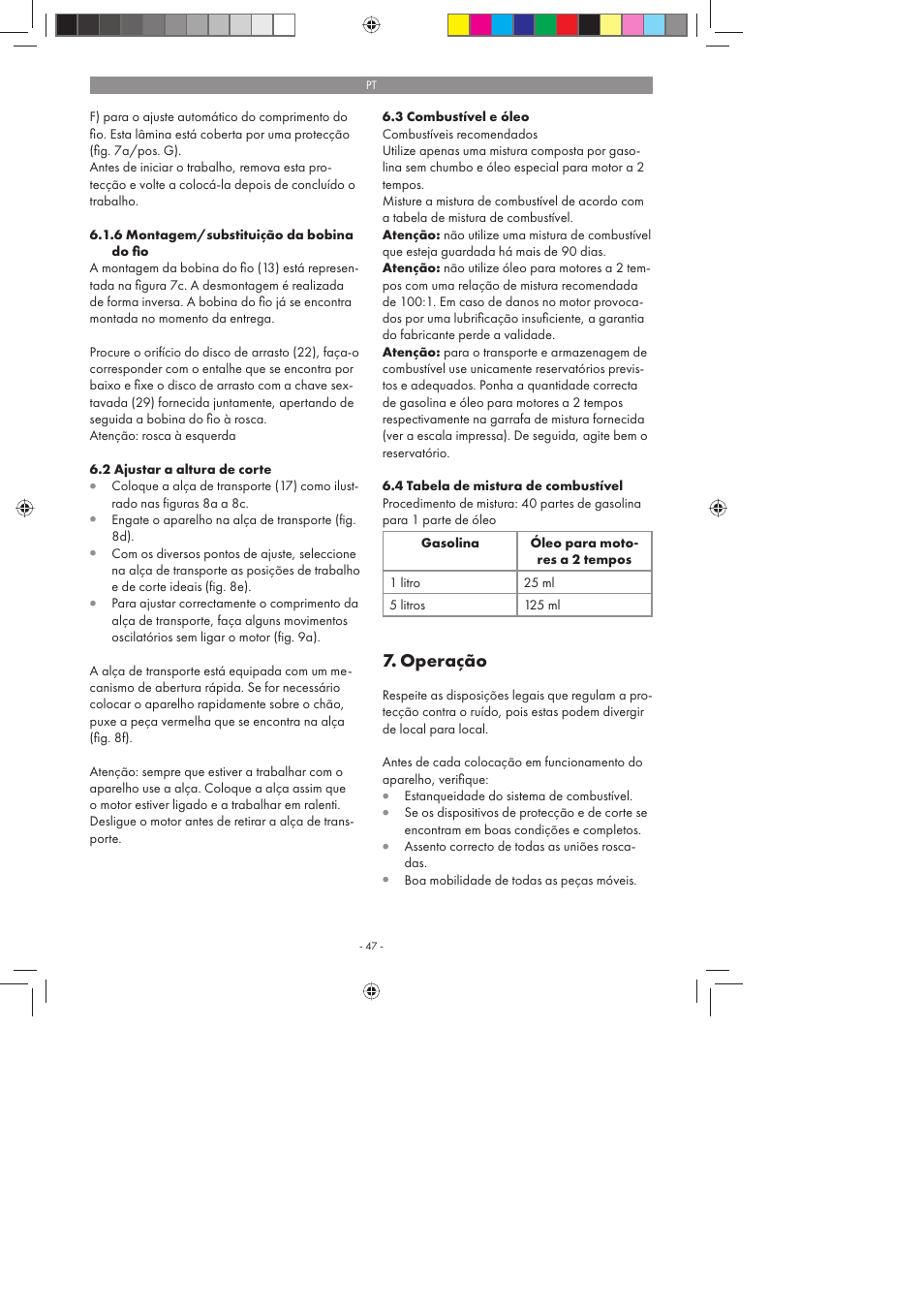 Operação | Florabest FBS 43 A1 User Manual | Page 47 / 90