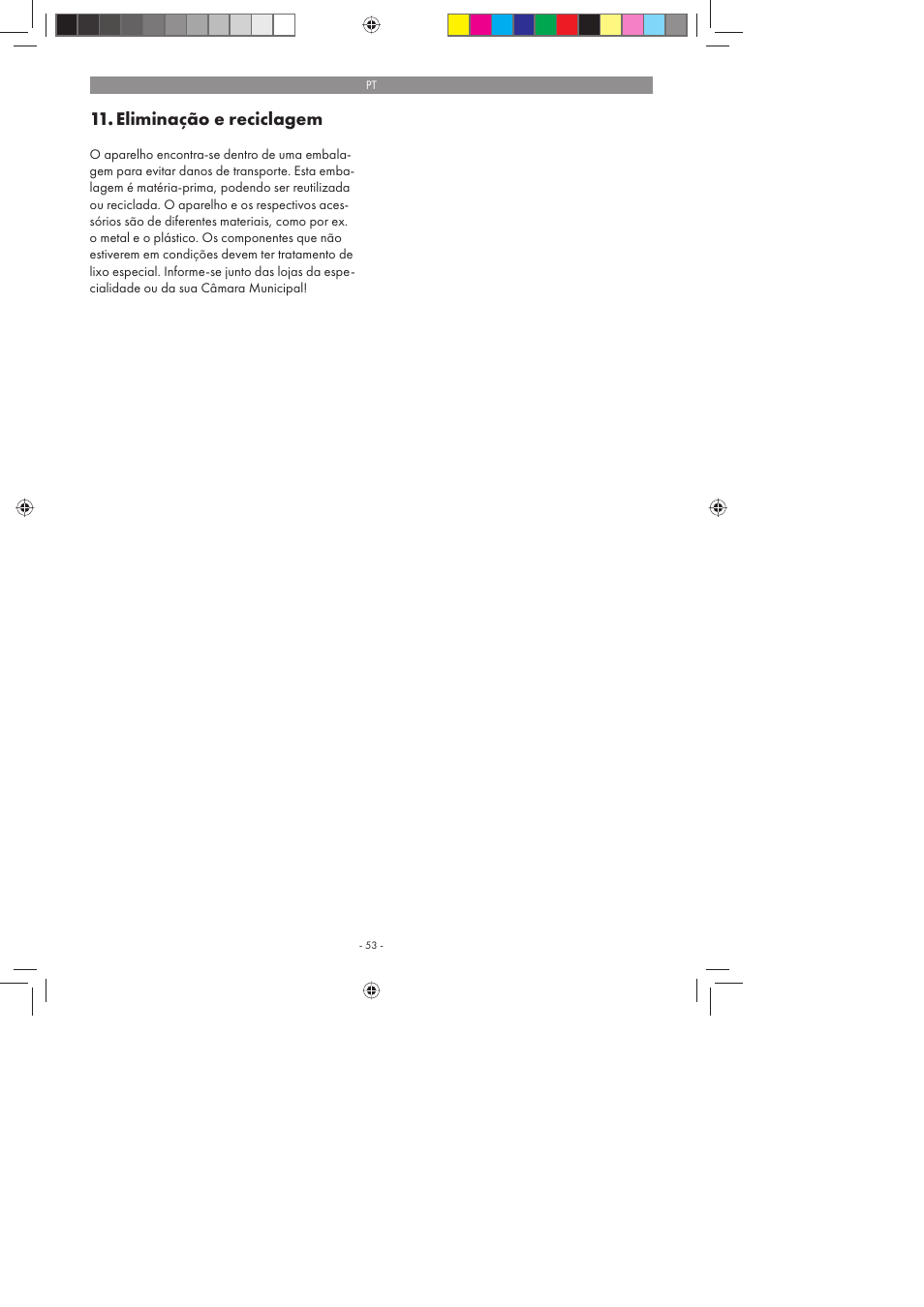 Eliminação e reciclagem | Florabest FBS 43 A1 User Manual | Page 53 / 90