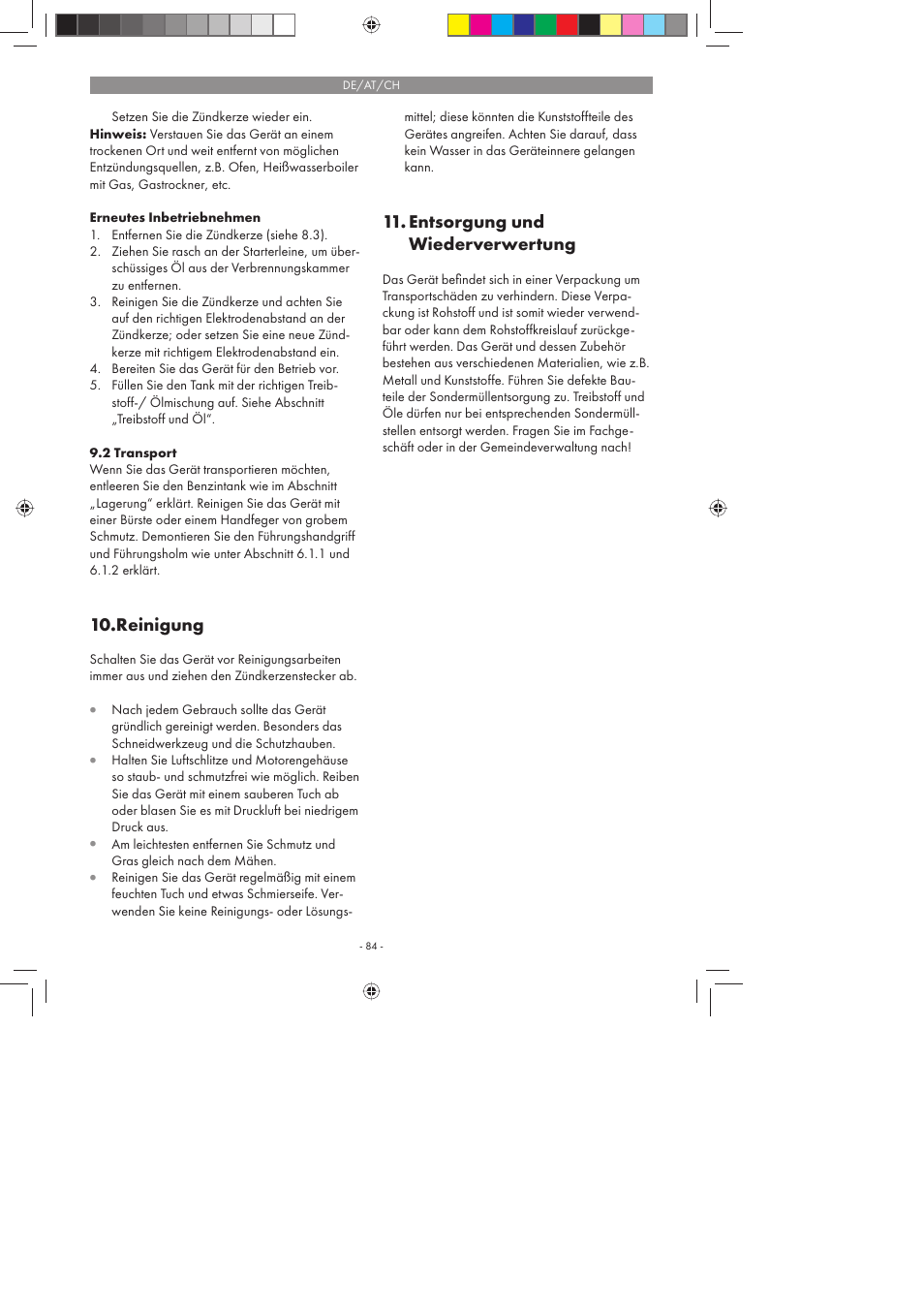 Reinigung, Entsorgung und wiederverwertung | Florabest FBS 43 A1 User Manual | Page 84 / 90