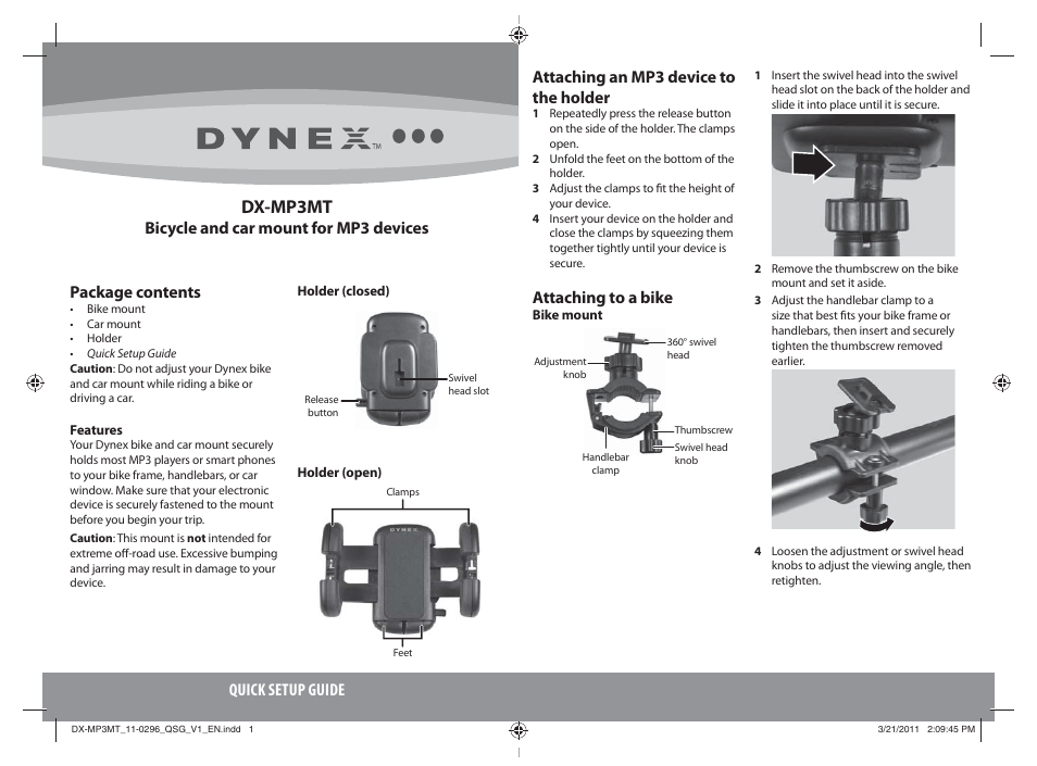 Dynex DX-MP3MT User Manual | 2 pages