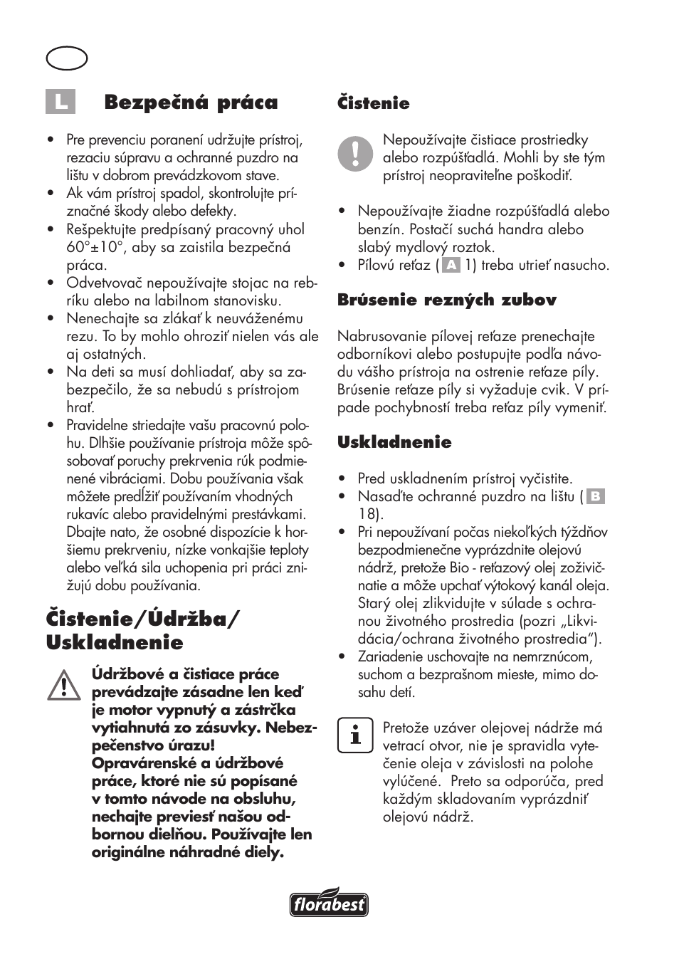 Bezpečná práca, Čistenie/údržba/ uskladnenie | Florabest FHE 710 A1 User Manual | Page 100 / 132