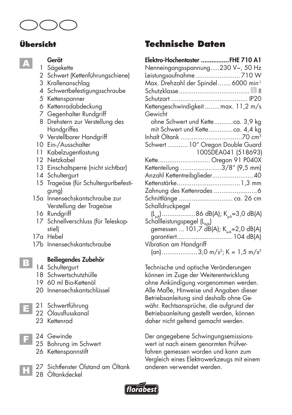 Technische daten, De at ch | Florabest FHE 710 A1 User Manual | Page 108 / 132