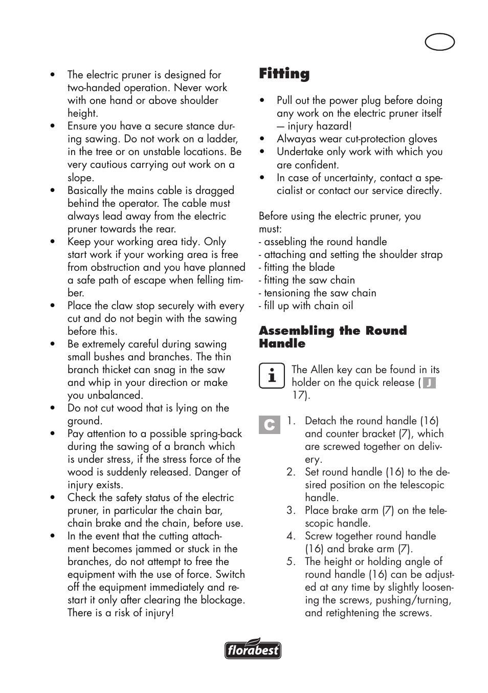 Fitting | Florabest FHE 710 A1 User Manual | Page 13 / 132