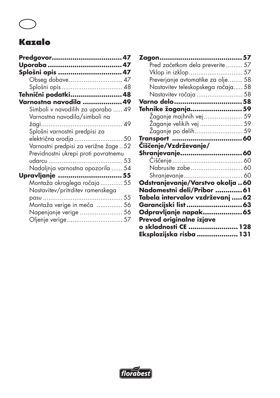 Kazalo | Florabest FHE 710 A1 User Manual | Page 46 / 132