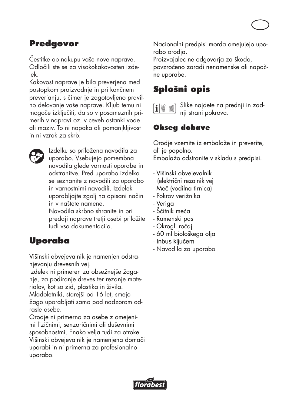 Predgovor, Uporaba, Splošni opis | Florabest FHE 710 A1 User Manual | Page 47 / 132