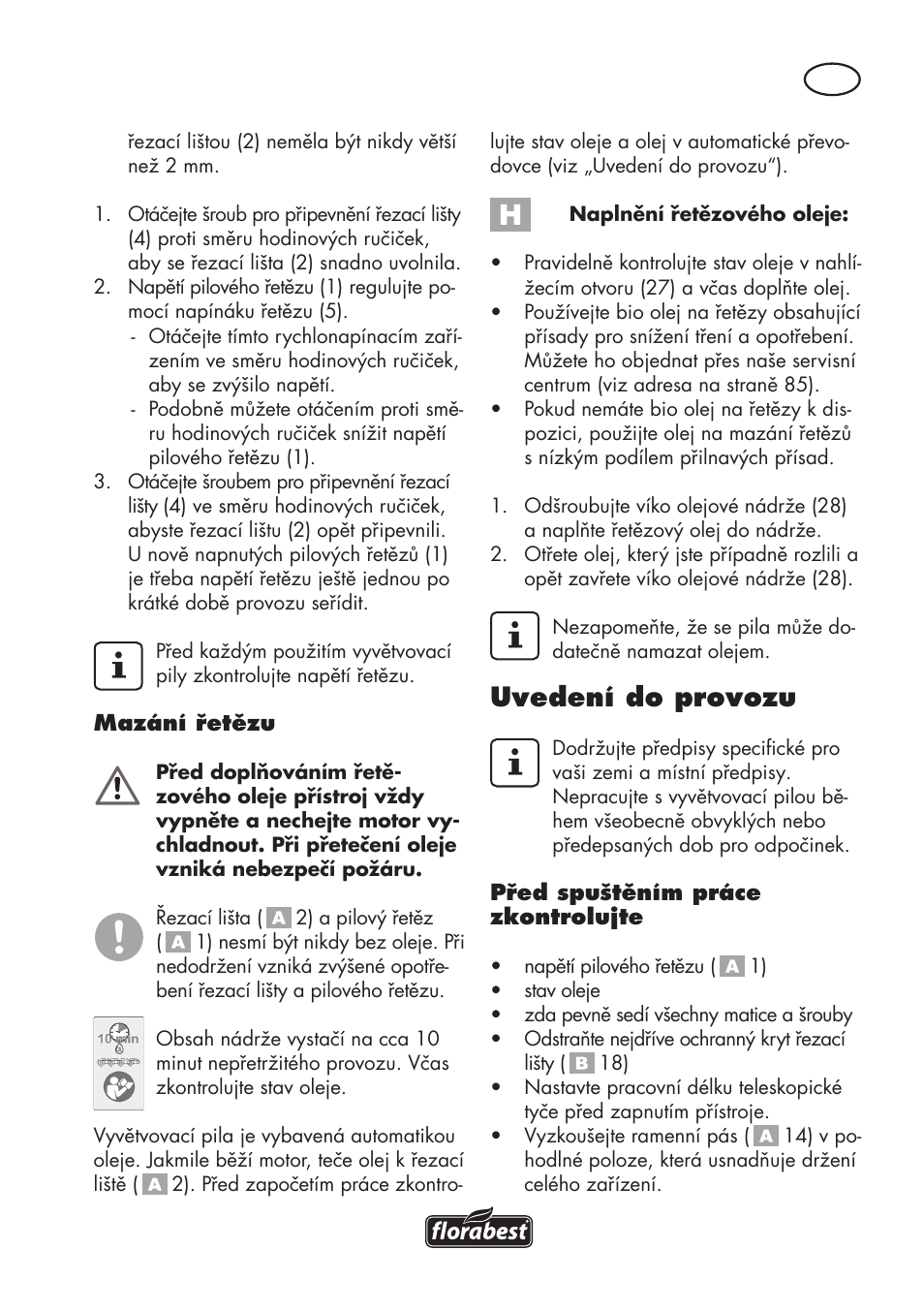 Uvedení do provozu | Florabest FHE 710 A1 User Manual | Page 77 / 132