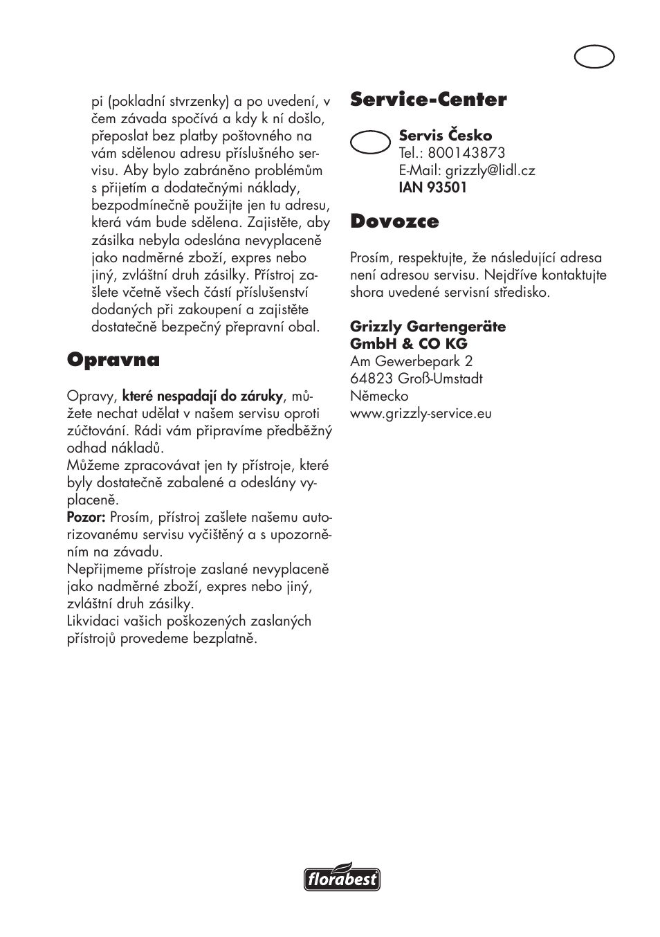 Opravna, Service-center, Dovozce | Florabest FHE 710 A1 User Manual | Page 85 / 132