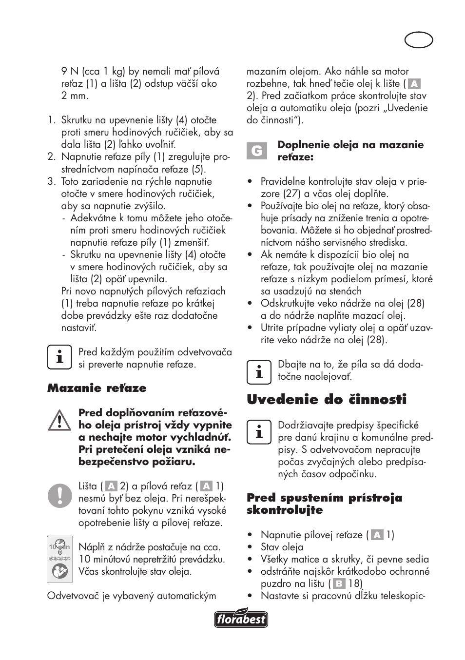 Uvedenie do činnosti | Florabest FHE 710 A1 User Manual | Page 97 / 132