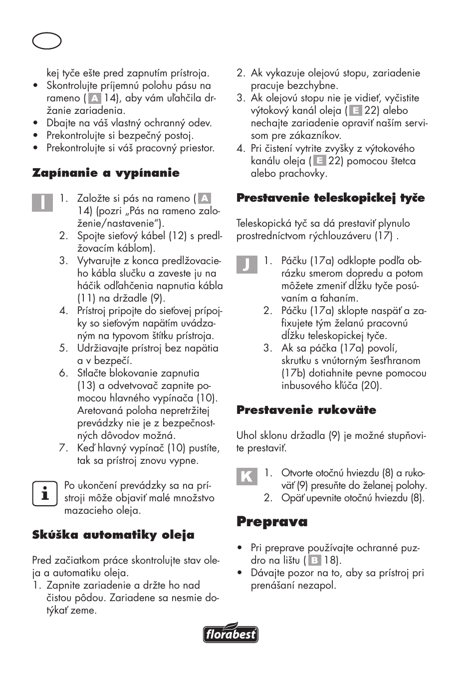 Preprava | Florabest FHE 710 A1 User Manual | Page 98 / 132