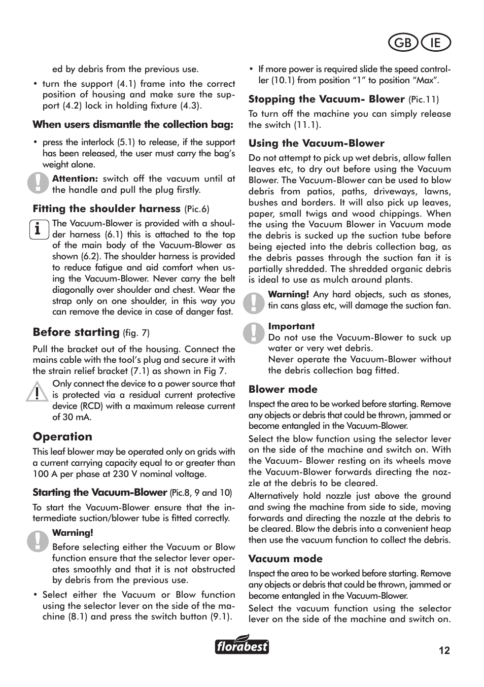 Ie gb | Florabest FLB 3000 A1 User Manual | Page 13 / 36