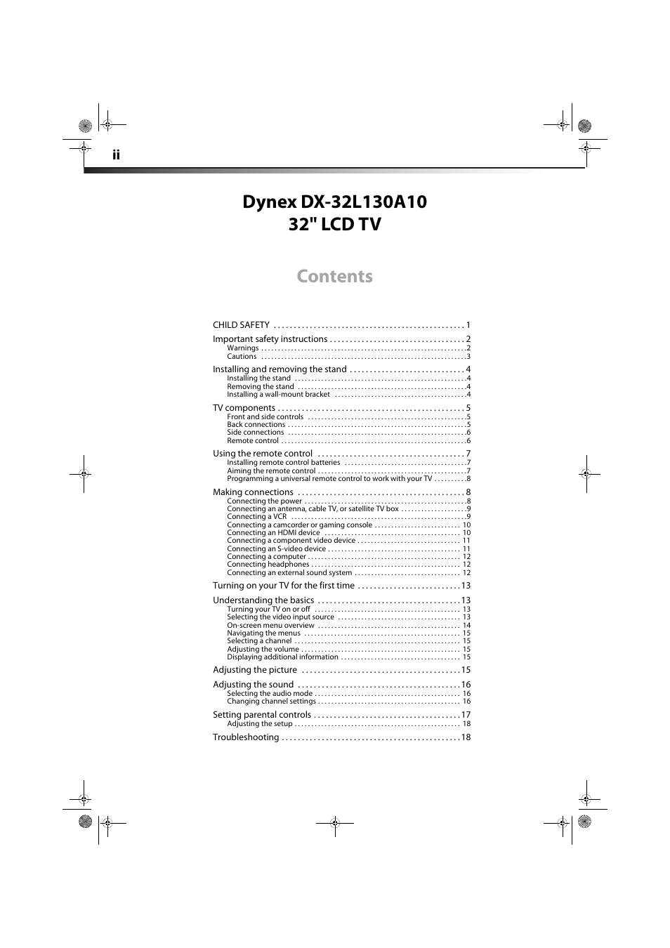 Dynex DX-32L130A10 User Manual | Page 2 / 25