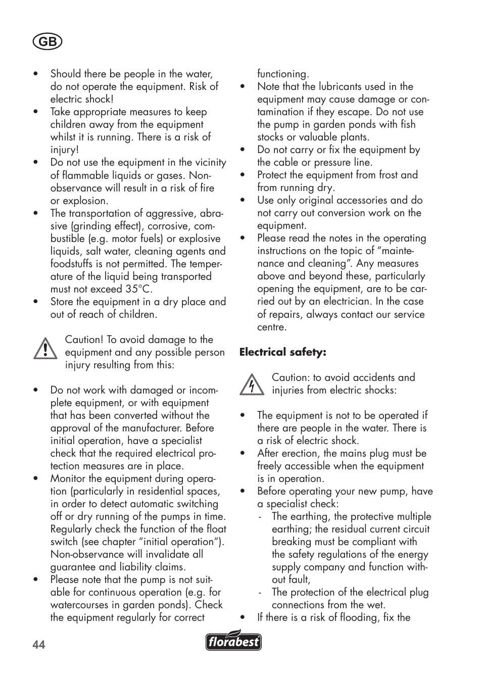 Florabest FTP 400 B2 User Manual | Page 44 / 54