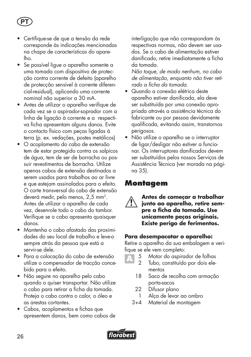 Montagem | Florabest FLB 2500 A2 User Manual | Page 26 / 70