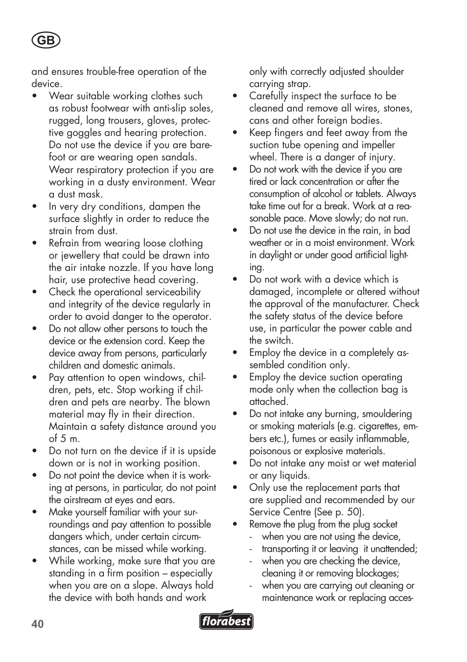 Florabest FLB 2500 A2 User Manual | Page 40 / 70