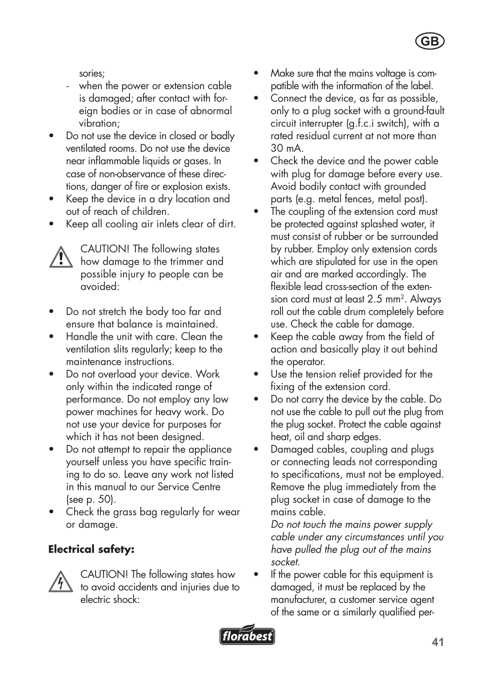 Florabest FLB 2500 A2 User Manual | Page 41 / 70