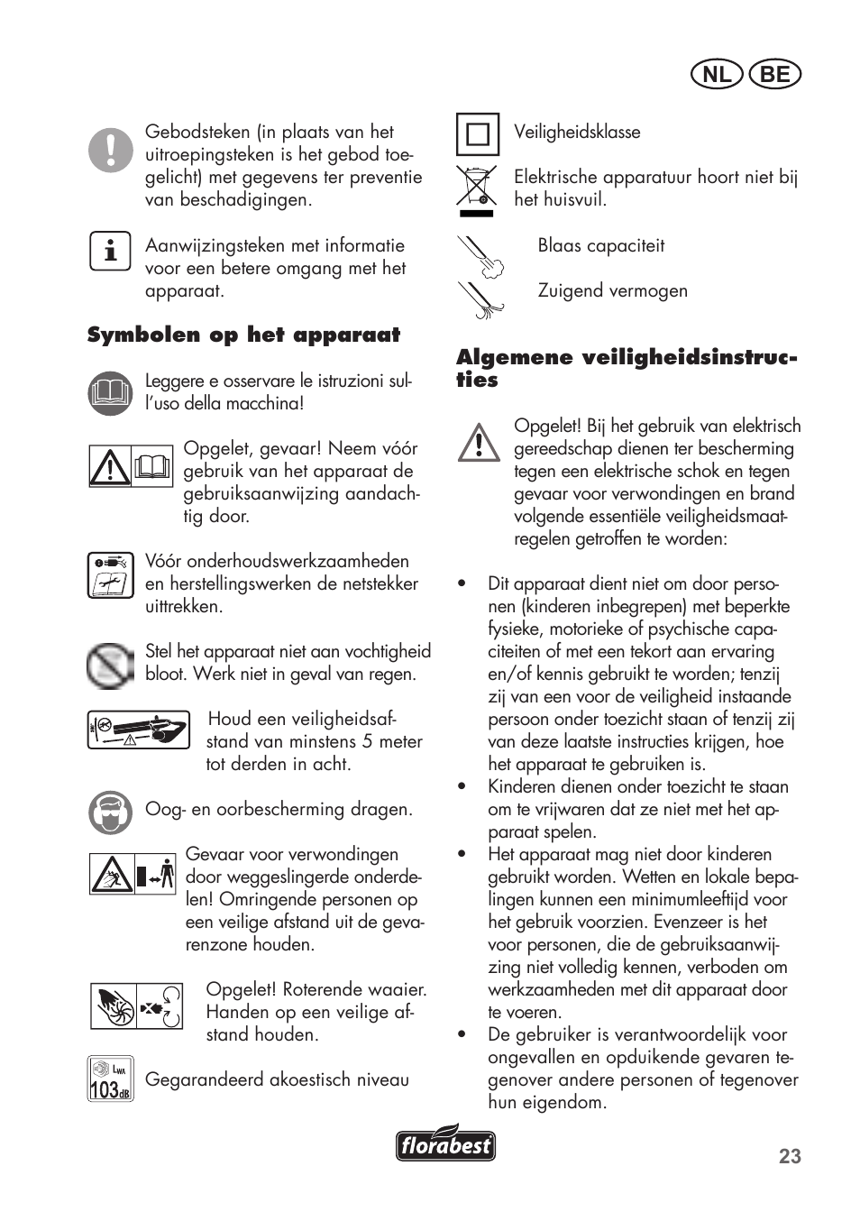Be nl | Florabest FLB 2500 A2 User Manual | Page 23 / 70