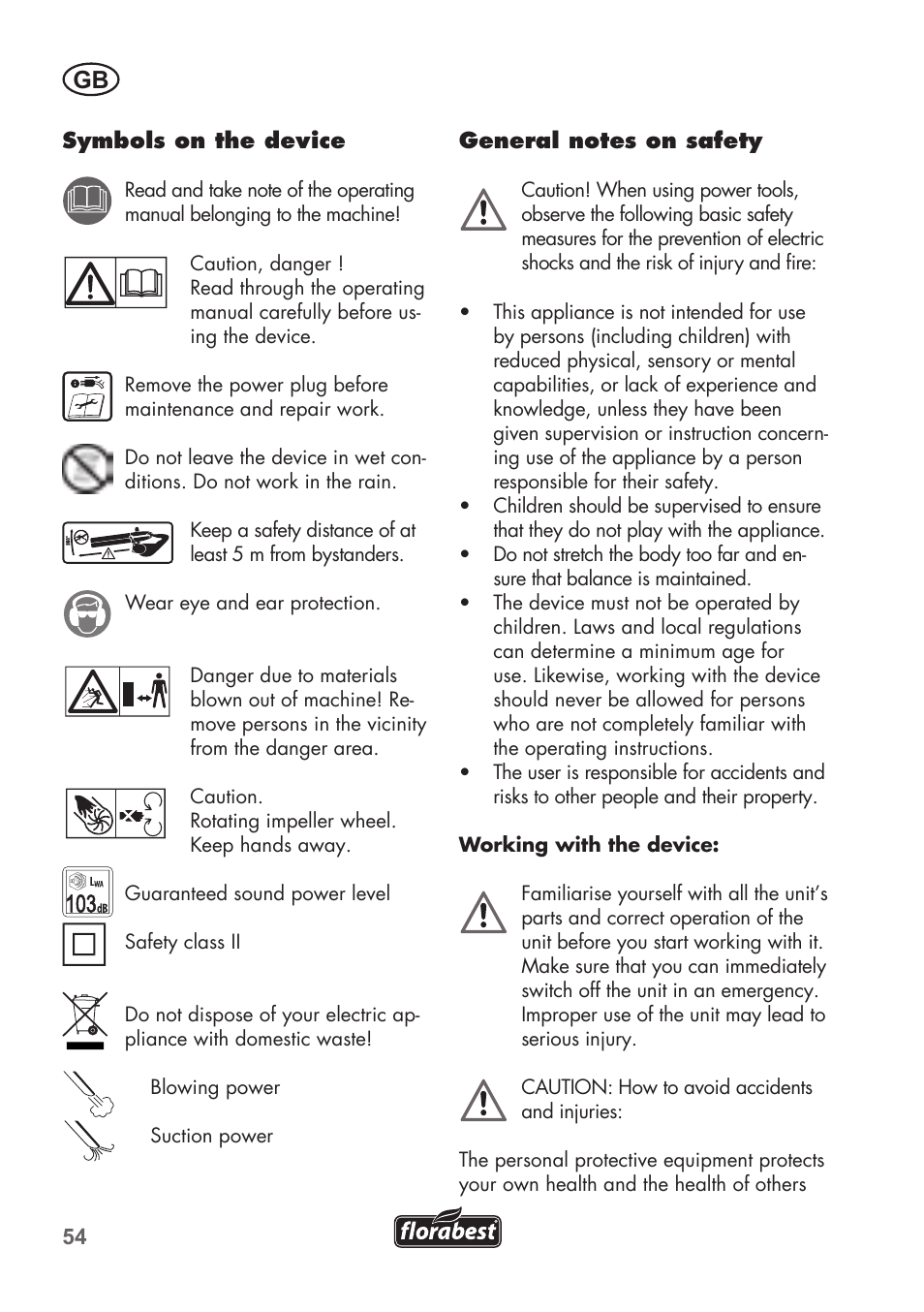 Florabest FLB 2500 A2 User Manual | Page 54 / 70