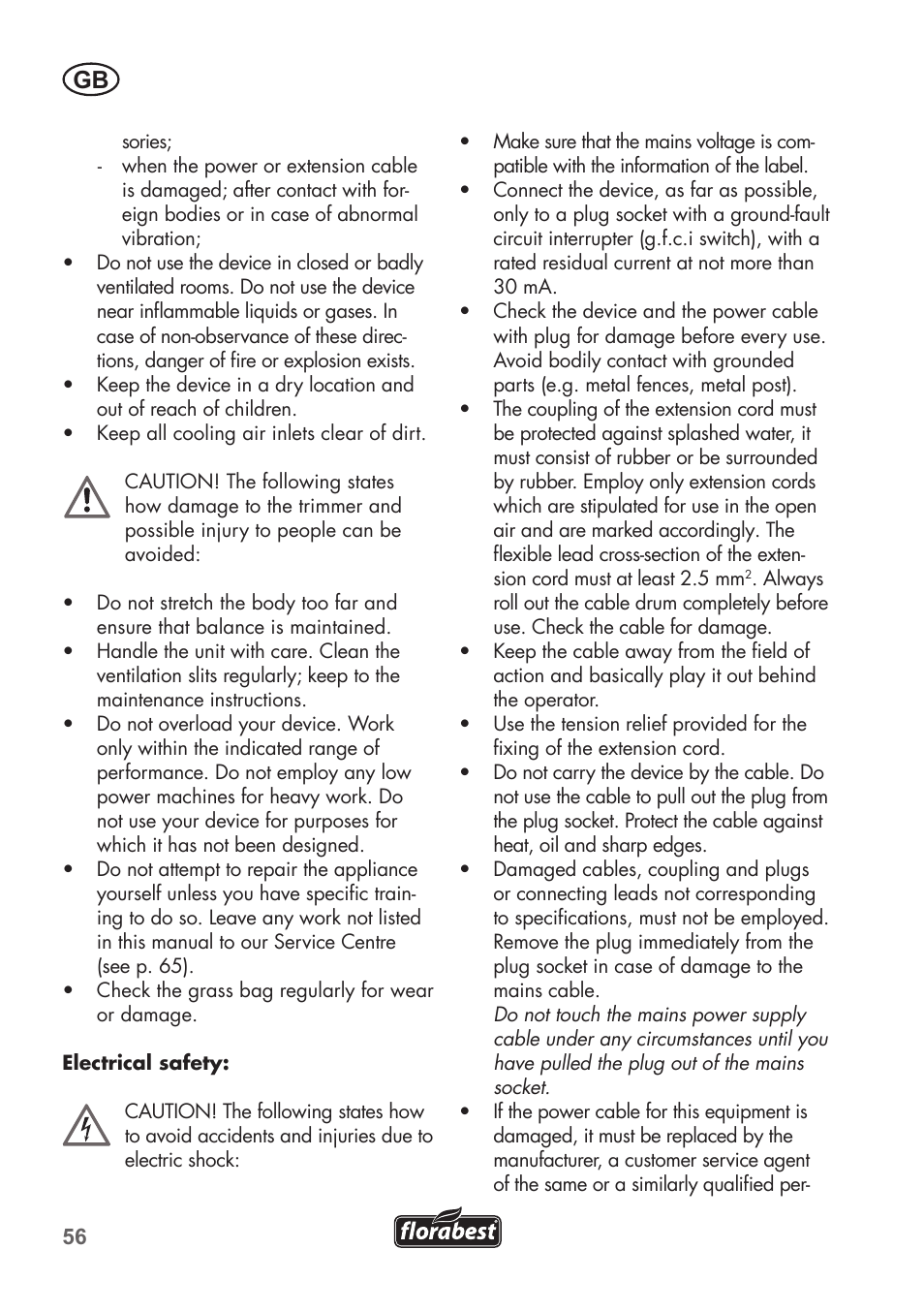 Florabest FLB 2500 A2 User Manual | Page 56 / 70