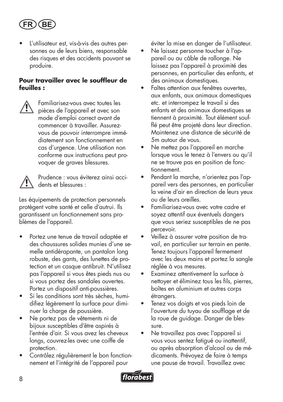 Fr be | Florabest FLB 2500 A2 User Manual | Page 8 / 70