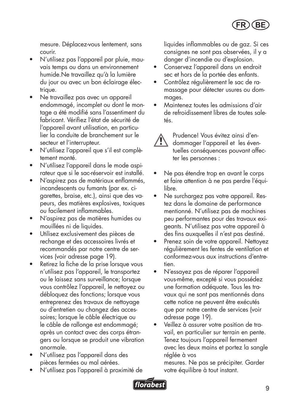 Fr be | Florabest FLB 2500 A2 User Manual | Page 9 / 70