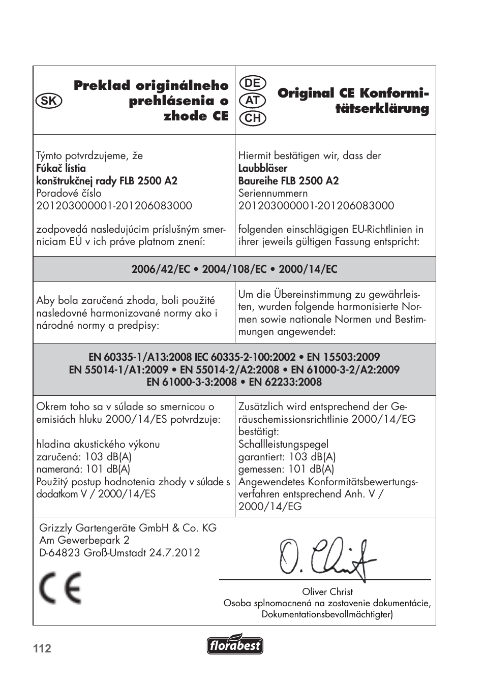 Florabest FLB 2500 A2 User Manual | Page 112 / 114