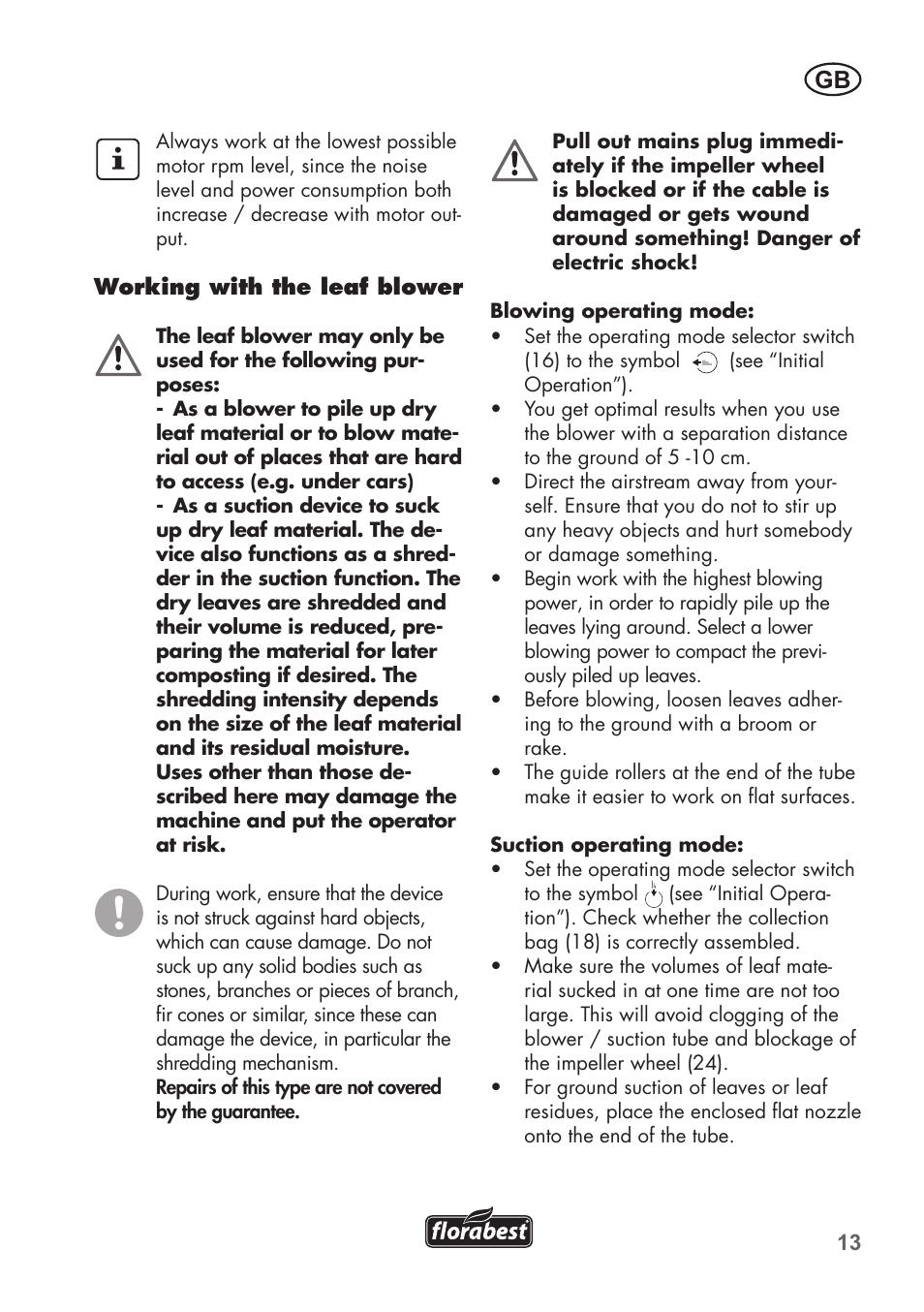 Florabest FLB 2500 A2 User Manual | Page 13 / 114