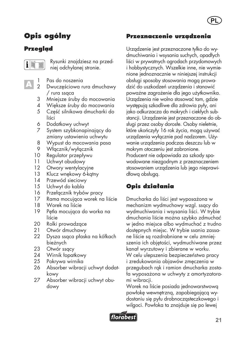 Opis ogólny | Florabest FLB 2500 A2 User Manual | Page 21 / 114