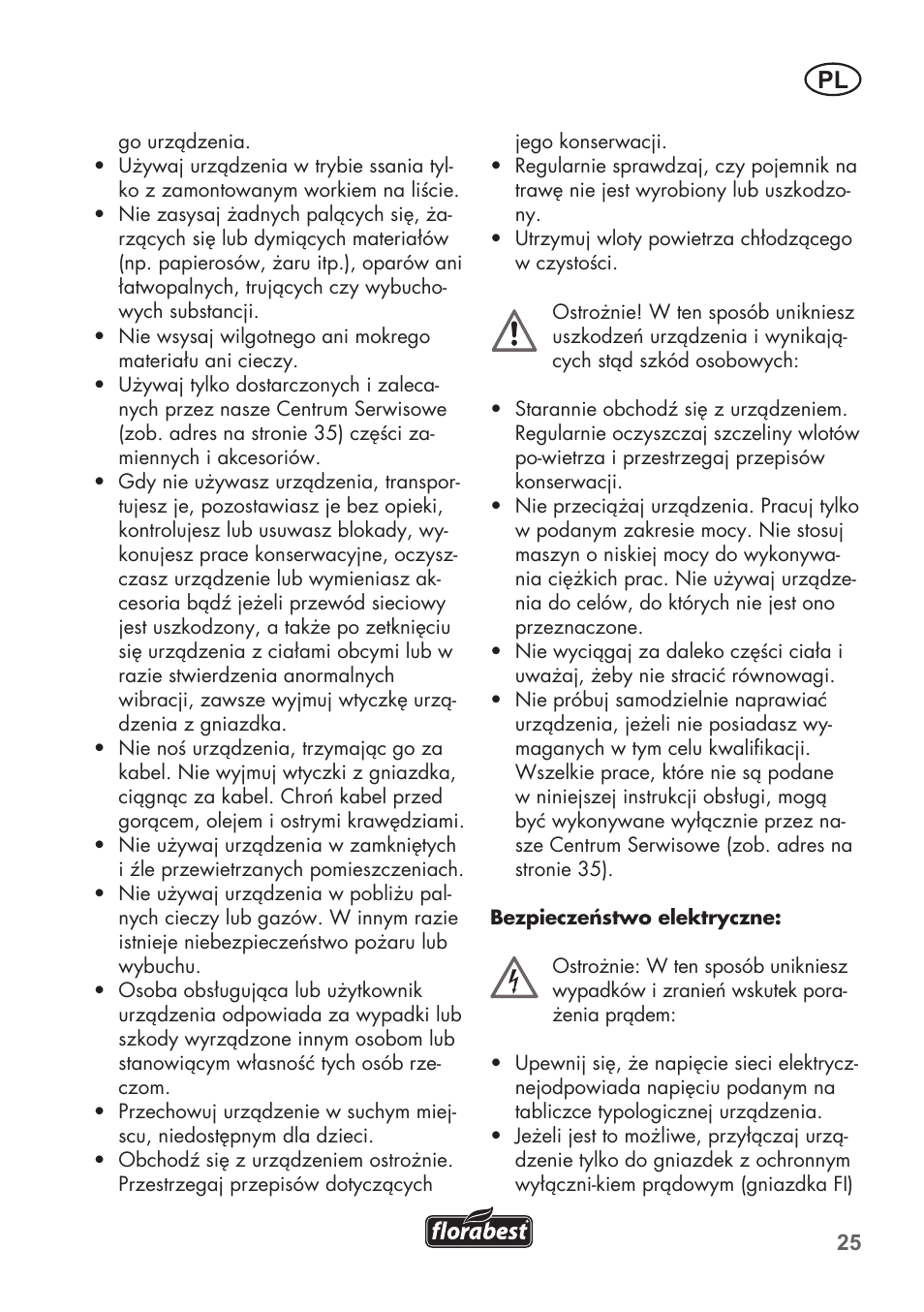 Florabest FLB 2500 A2 User Manual | Page 25 / 114