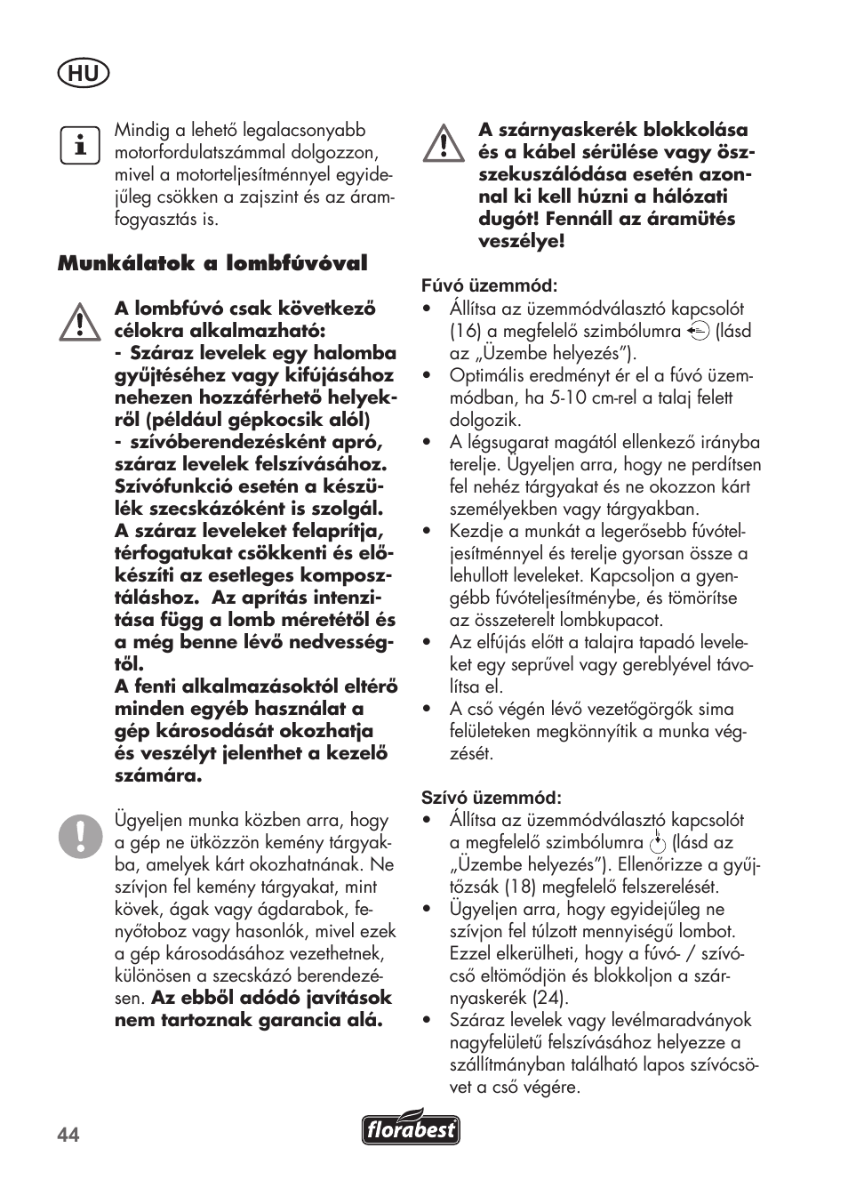 Florabest FLB 2500 A2 User Manual | Page 44 / 114