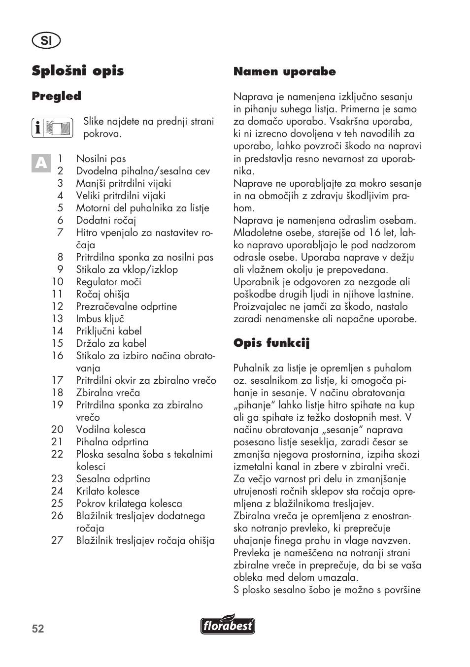 Splošni opis | Florabest FLB 2500 A2 User Manual | Page 52 / 114