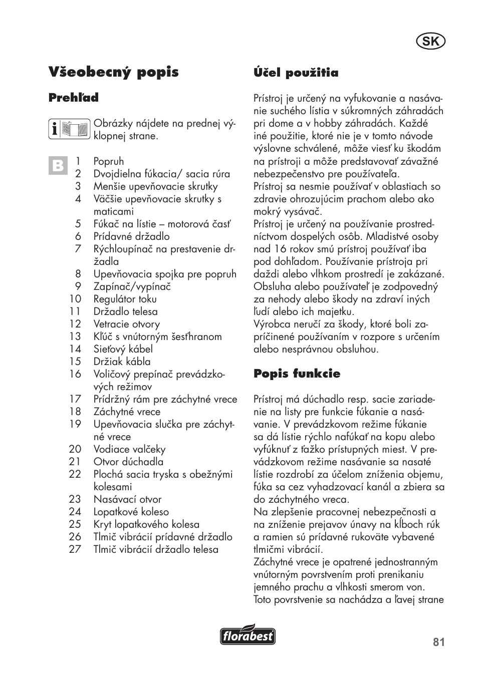 Všeobecný popis | Florabest FLB 2500 A2 User Manual | Page 81 / 114