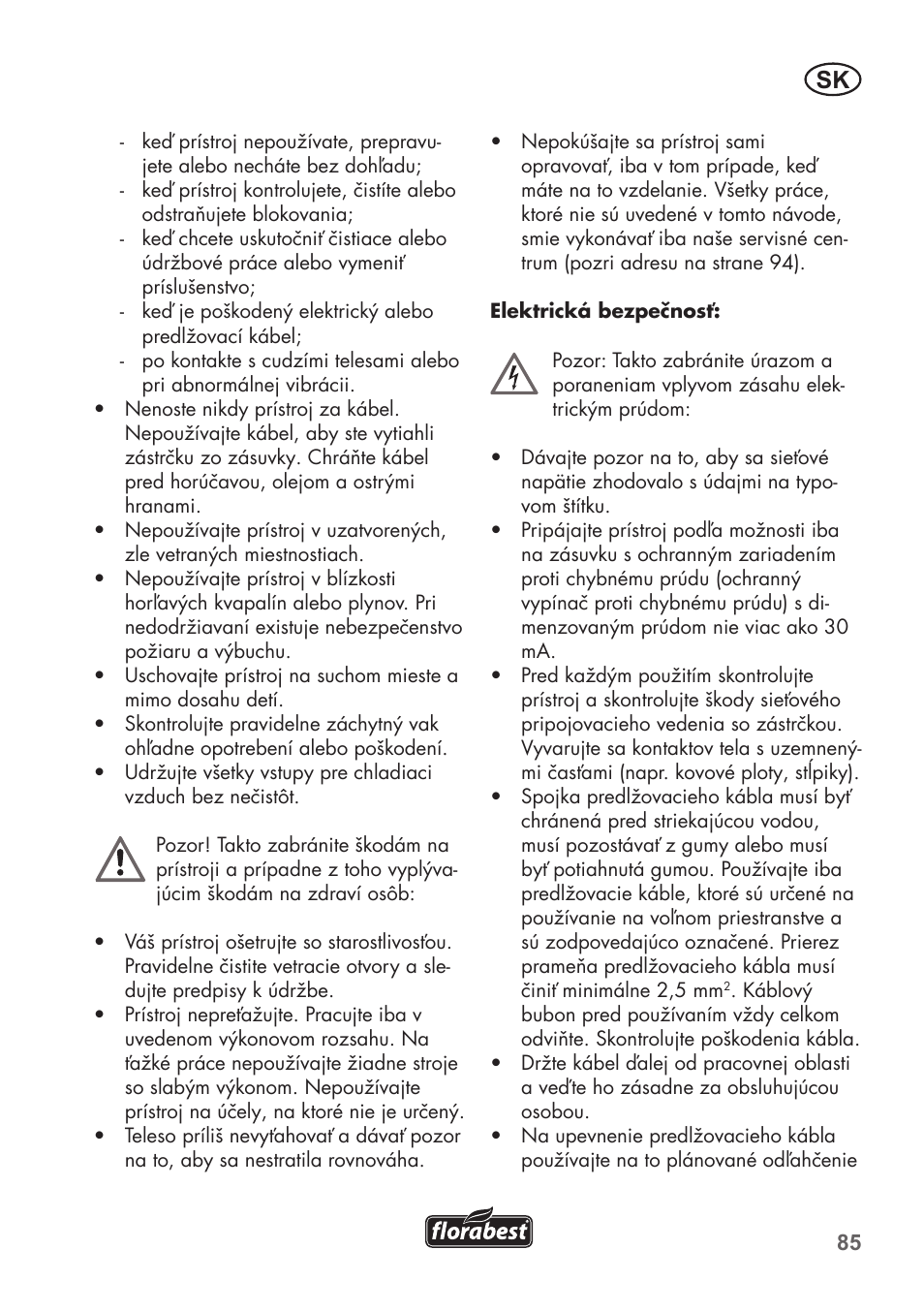 Florabest FLB 2500 A2 User Manual | Page 85 / 114