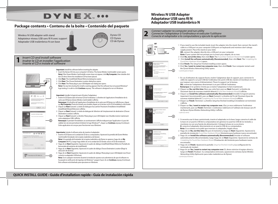 Dynex DX-NUSB User Manual | Page 2 / 2