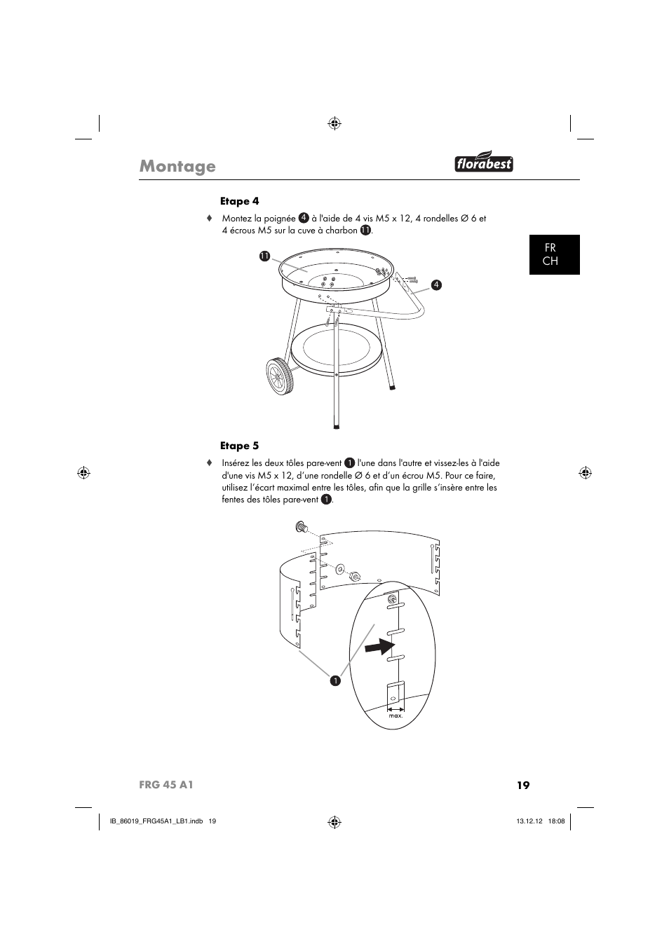 Montage, Fr ch | Florabest FRG 45 A1 User Manual | Page 22 / 52
