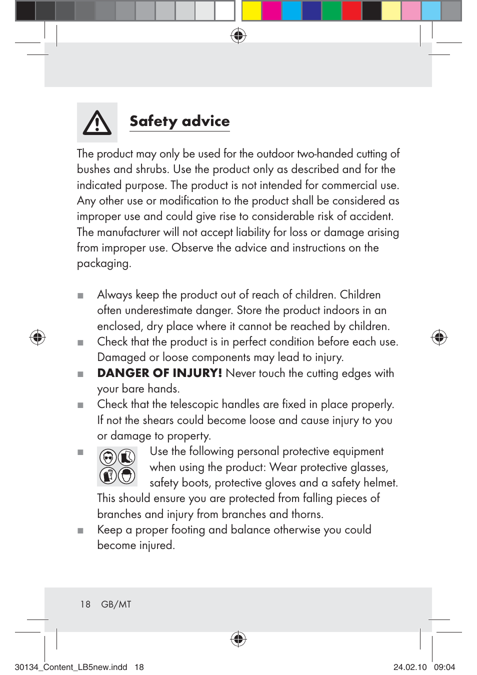 Safety advice | Florabest Z28344 User Manual | Page 18 / 26
