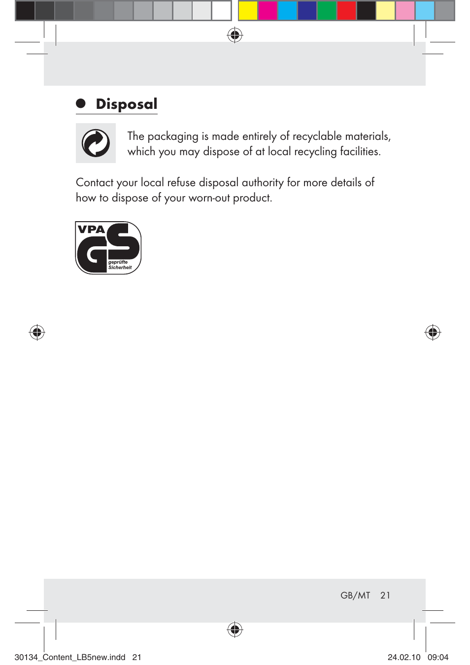 Disposal | Florabest Z28344 User Manual | Page 21 / 26
