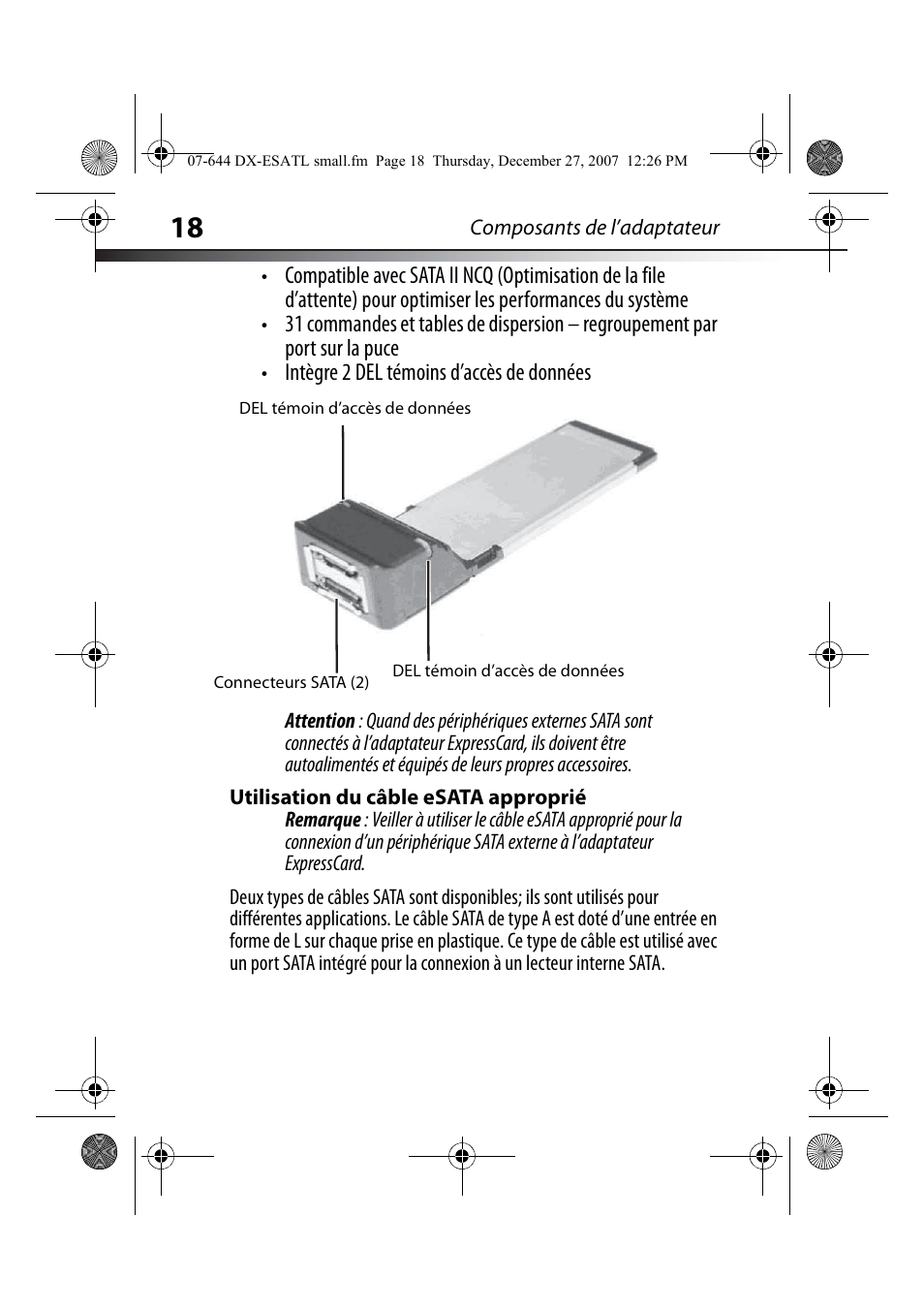 Utilisation du câble esata approprié | Dynex DX-ESATL User Manual | Page 18 / 48