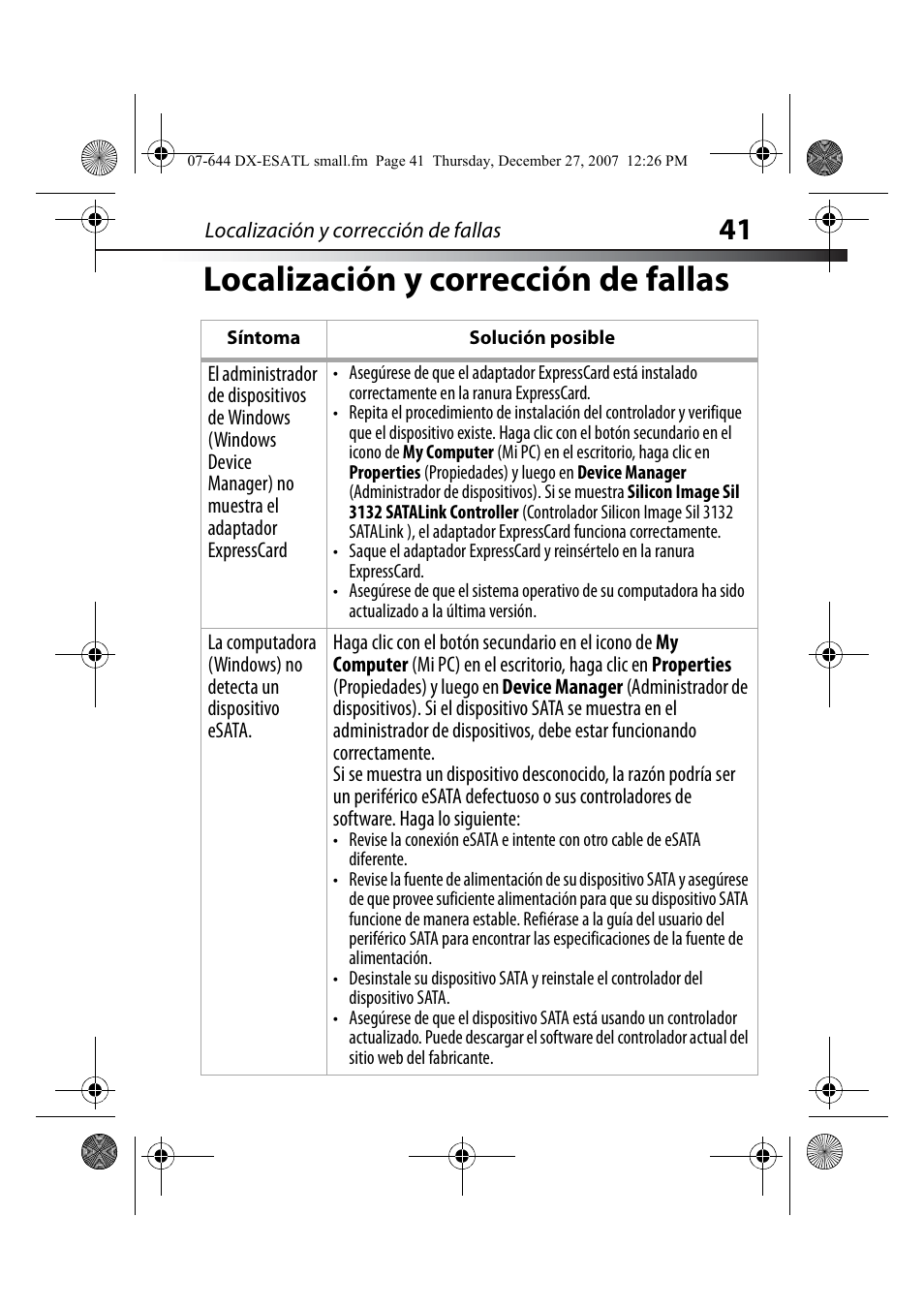 Localización y corrección de fallas | Dynex DX-ESATL User Manual | Page 41 / 48