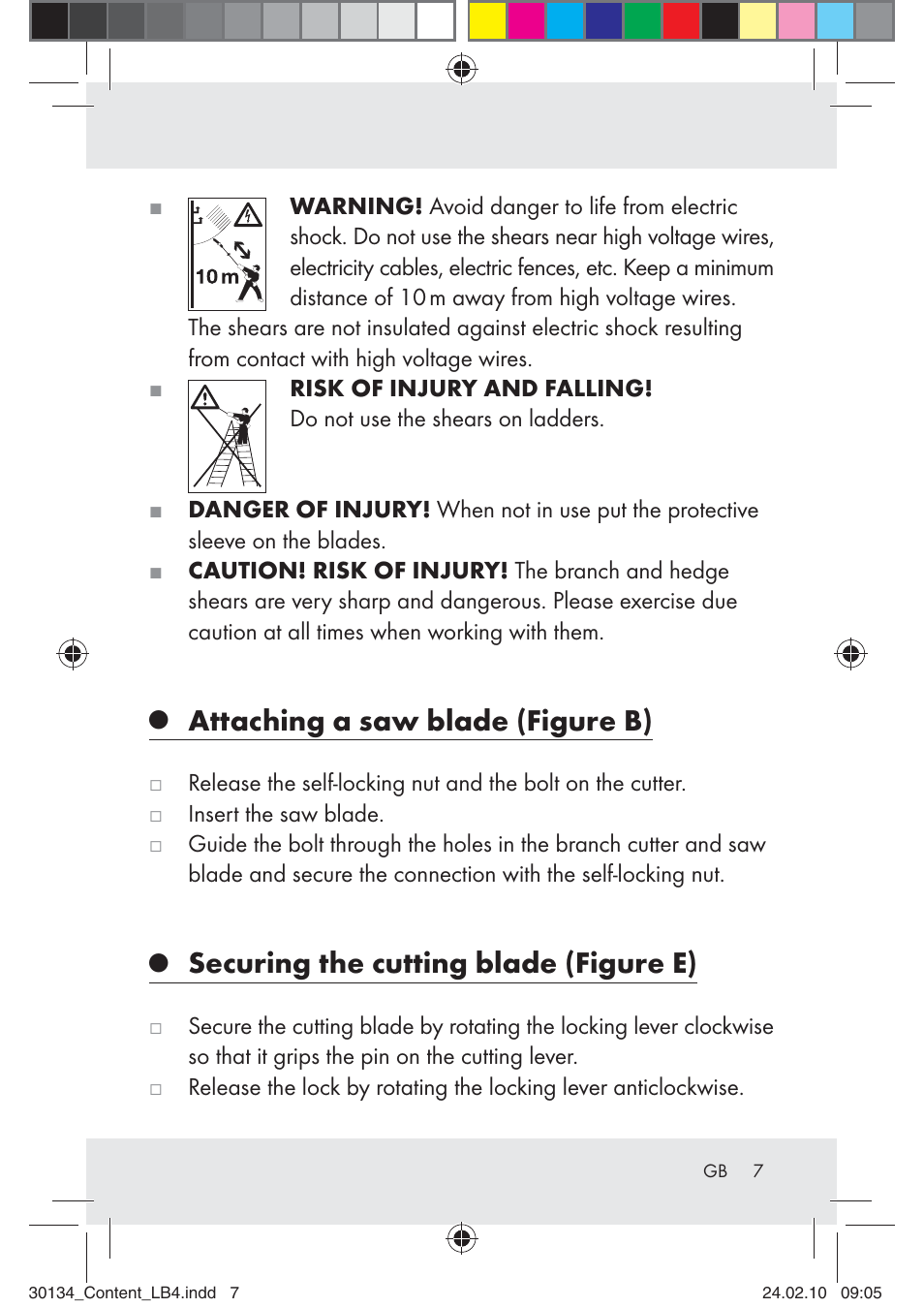 Attaching a saw blade (figure b), Securing the cutting blade (figure e) | Florabest Z28344 User Manual | Page 7 / 35