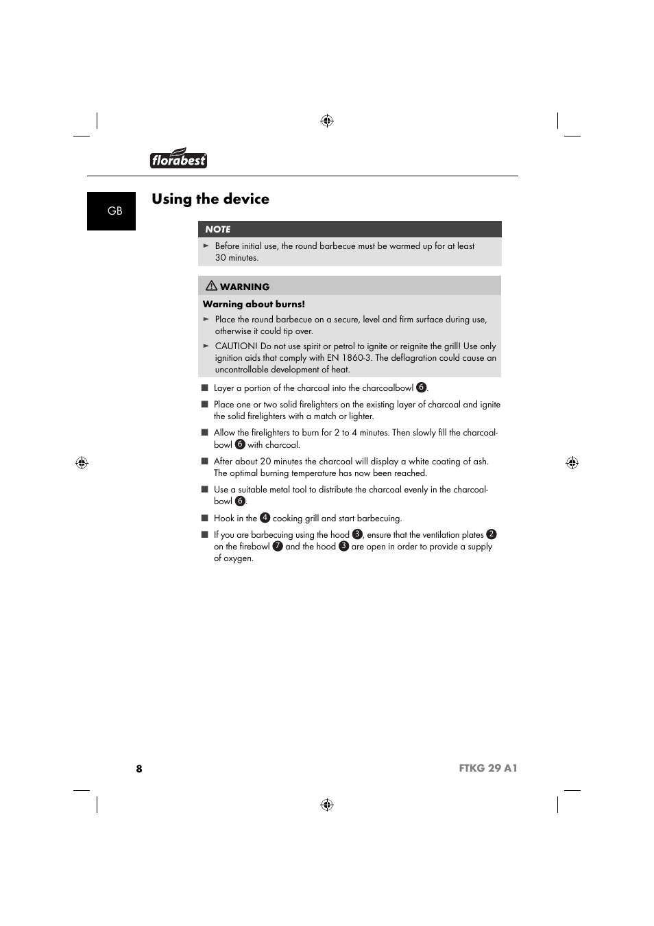 Using the device | Florabest FTKG 29 A1 User Manual | Page 11 / 39