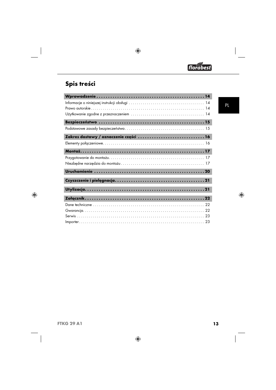 Florabest FTKG 29 A1 User Manual | Page 16 / 39