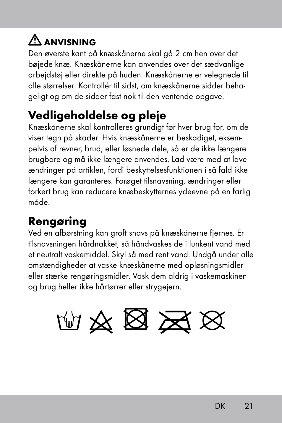 Vedligeholdelse og pleje, Rengøring | Florabest Knee Pads User Manual | Page 19 / 36