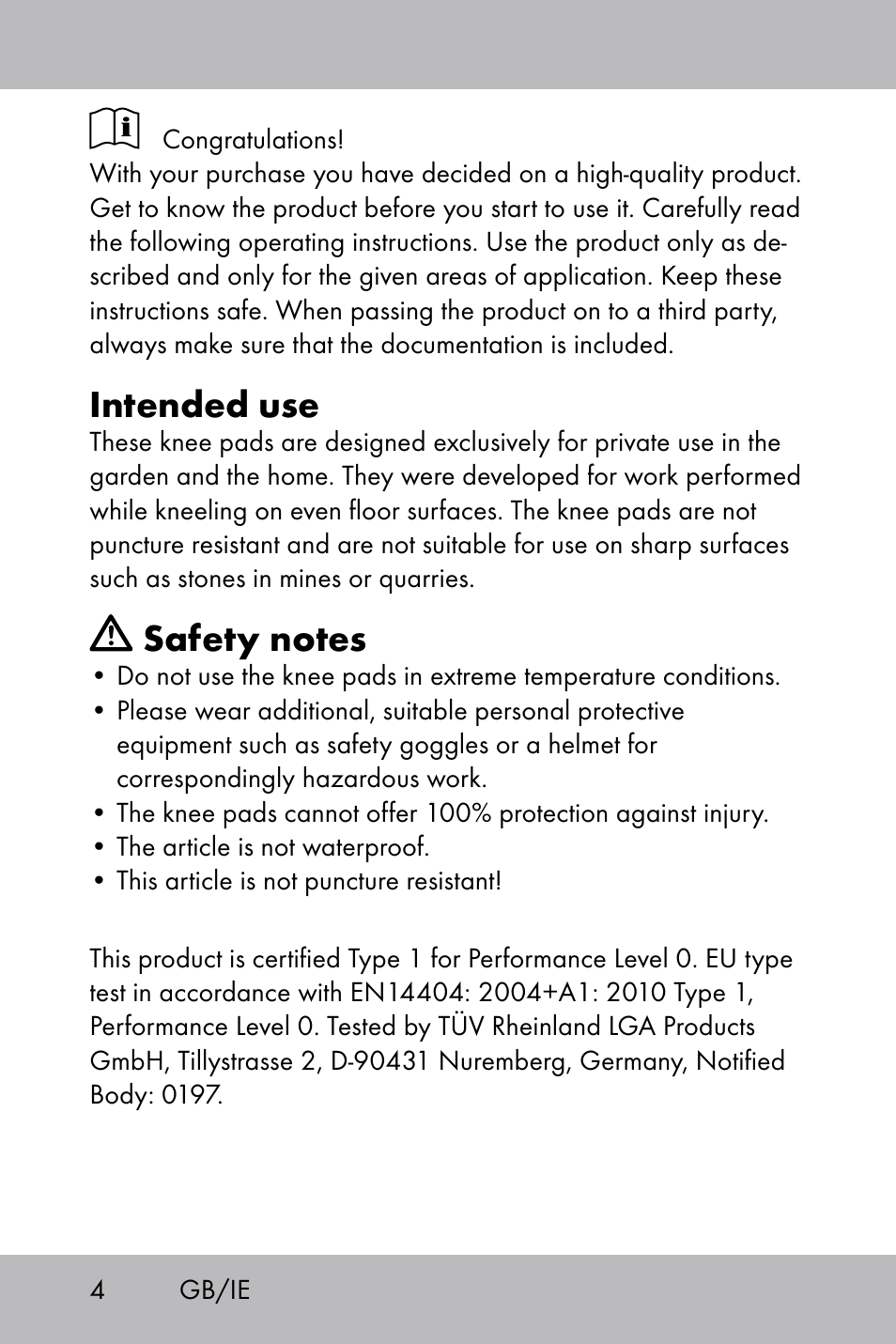 Intended use | Florabest Knee Pads User Manual | Page 2 / 36